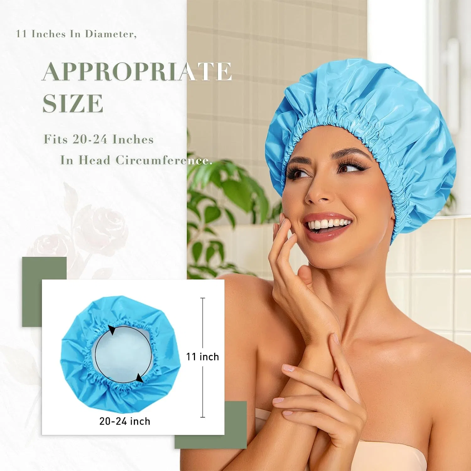 Шапочка для душа многоразовая водонепроницаемая Edoneery, 5 шт, Sea blue — фото 3