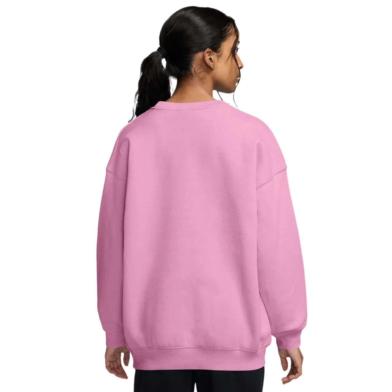 Детское худи для девочек оверсайз из футера Nike Studio Fleece Oversized Crew, Beige Pink — фото 2
