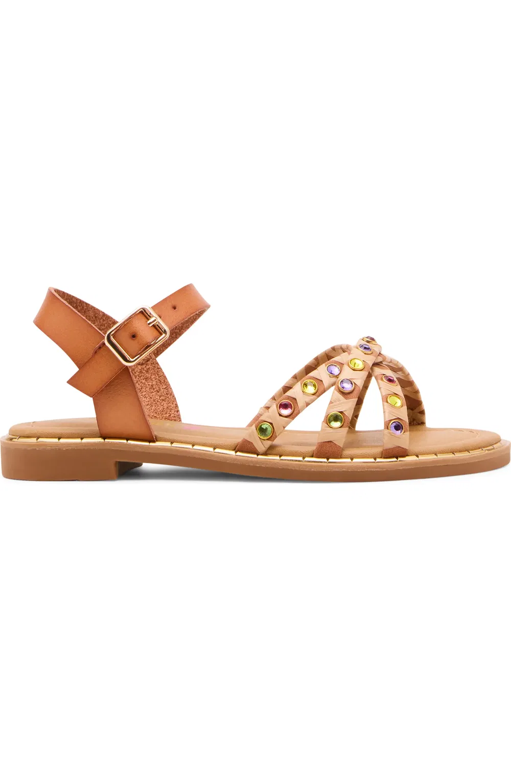 Сандалии детские с кристаллами Gillian Steve Madden, Cognac Multi — фото 2