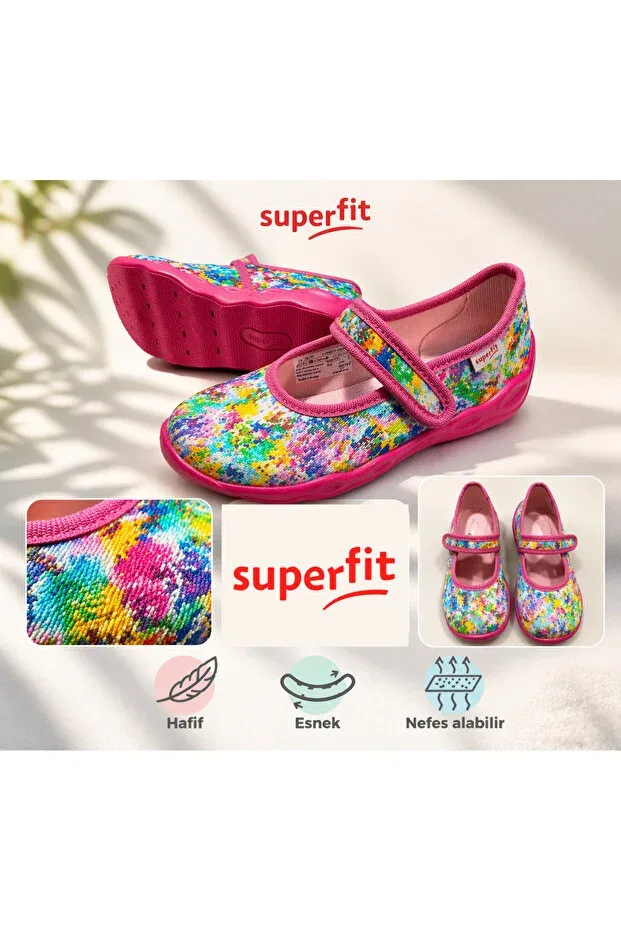 Детские балетки для девочек с цветочным принтом Superfit, Pink