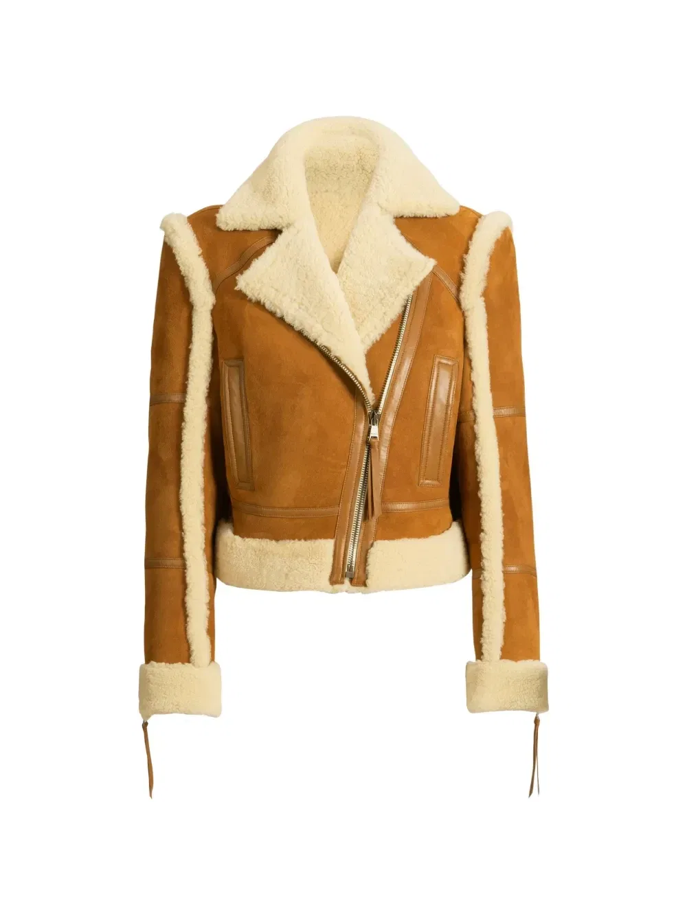 Байкерская куртка из овчины Balmain, коричневый