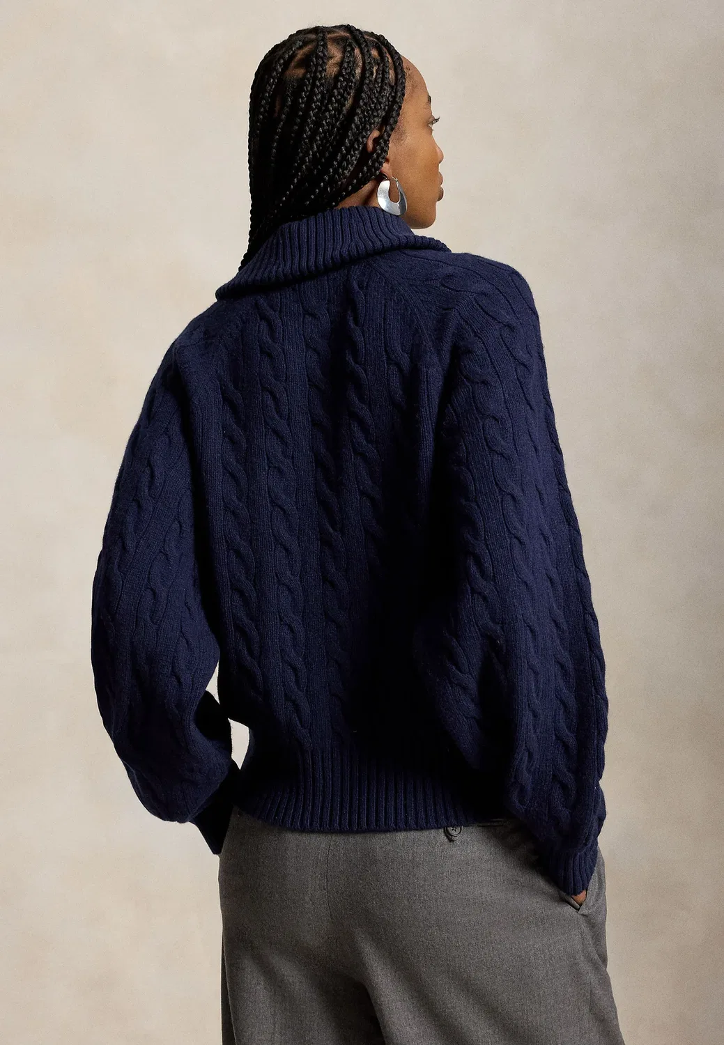 Куртка-Кардиган крупной вязки из шерсти и кашемира Polo Ralph Lauren, Hunter Navy — фото 3
