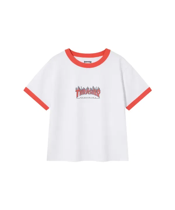 Футболка с принтом Flame Ringer, Thrasher Kids, белый — фото 2