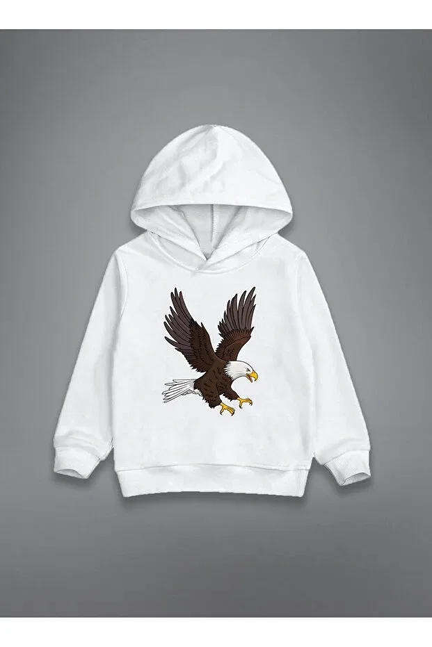Детское худи для девочек с принтом Kartal Printed, Moda, White