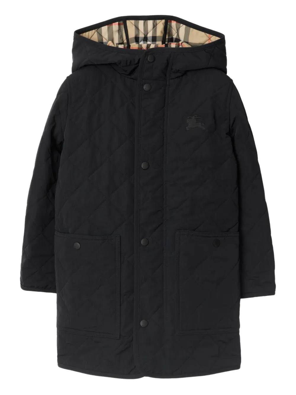 

Стеганый пуховик с капюшоном BURBERRY KIDS, черный