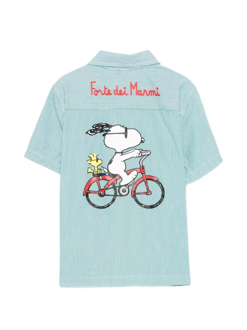 Рубашка Peanuts в полоску с короткими рукавами Mc2 Saint Barth Kids, синий — фото 2