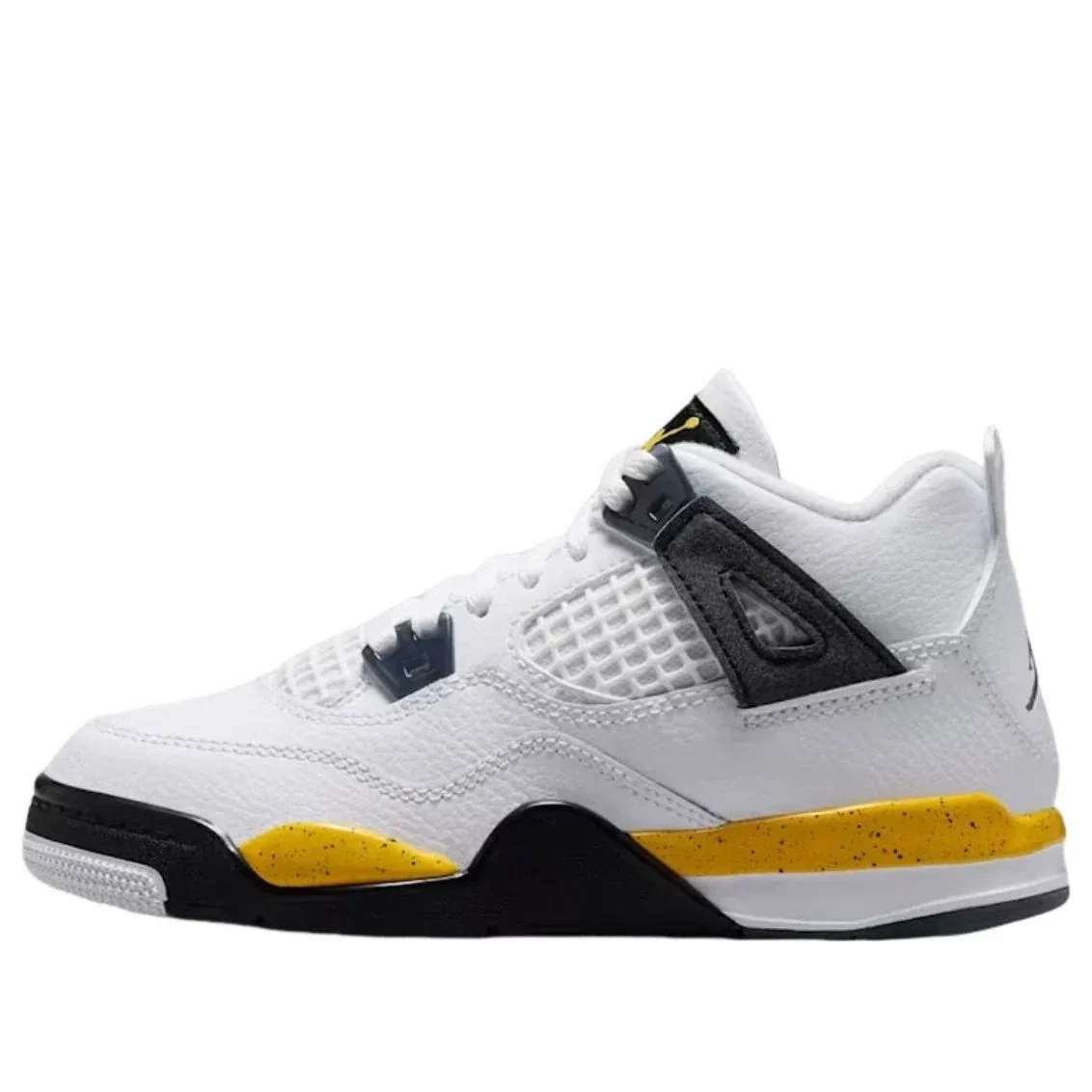 Детские кроссовки с кожаным верхом Air Jordan 4 'Tour Yellow' Jordan, White/Tour Yellow/Dark Blue Grey/Black