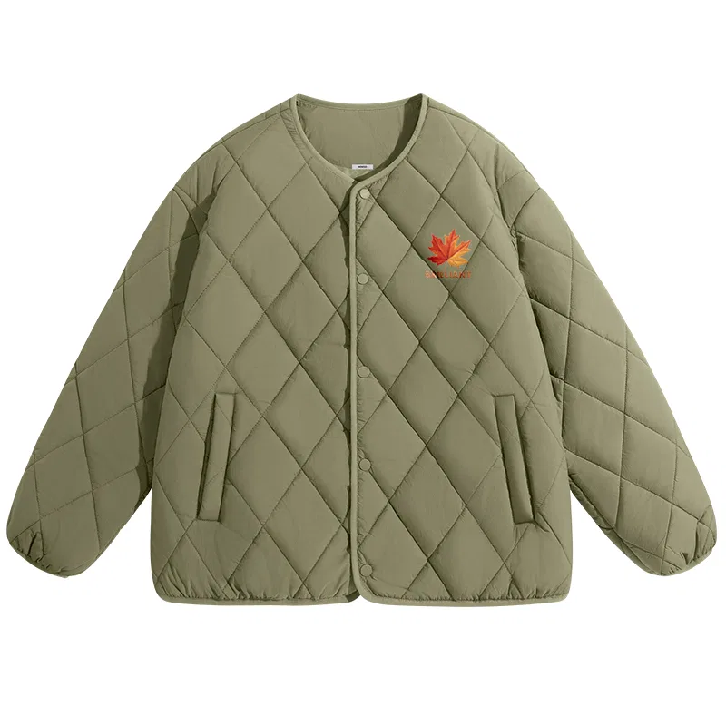 Детский пуховик с логотипом MINISO, Gray Green (Maple Leaf Chest Logo)