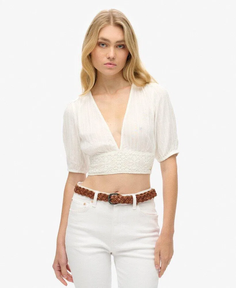 Женский топ с кружевной отделкой Ibiza Superdry, Weiß