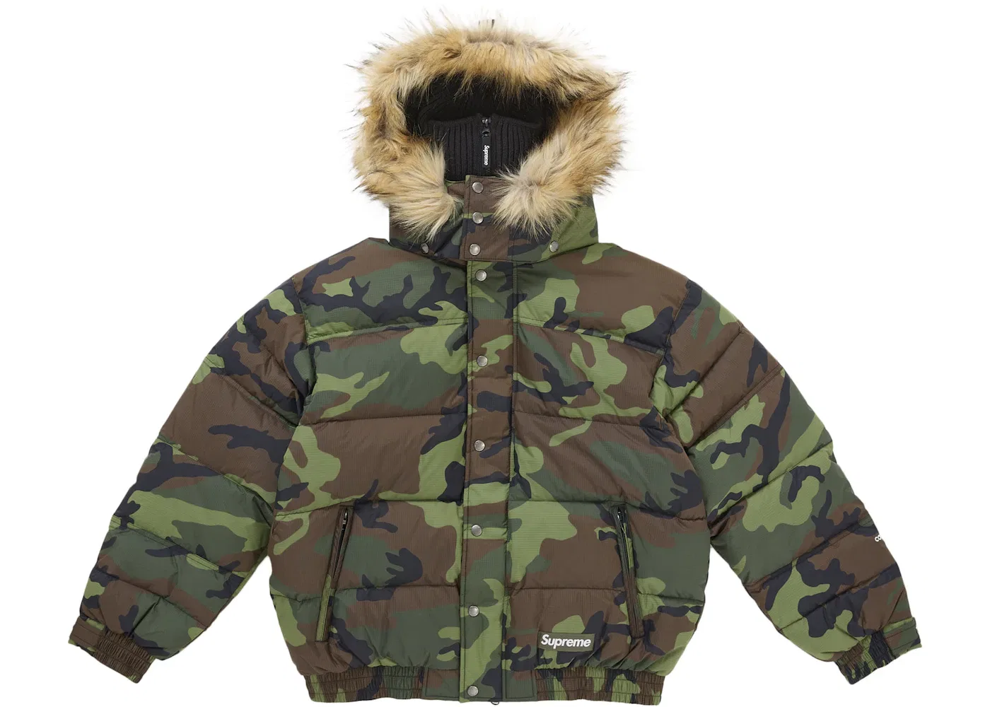 Мужская пуховая куртка-пуховик с капюшоном-маской Woodland Camo Supreme