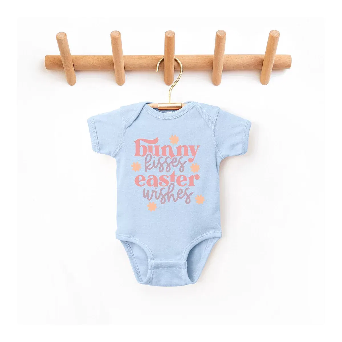 Детский боди с коротким рукавом Bunny Kisses Easter Wishes Flowers The Juniper Shop, Light Blue
