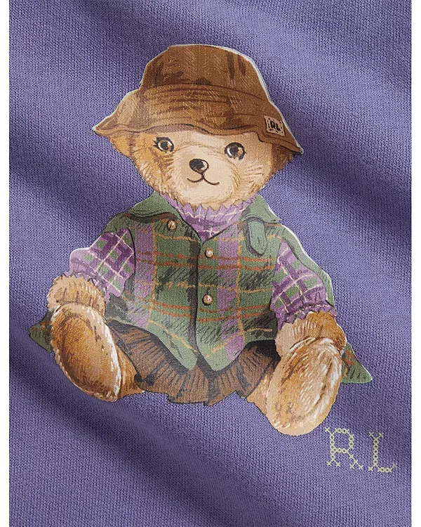 Детский комбинезон для девочек на флисе с принтом Polo Bear Ralph Lauren, фиолетовый — фото 3