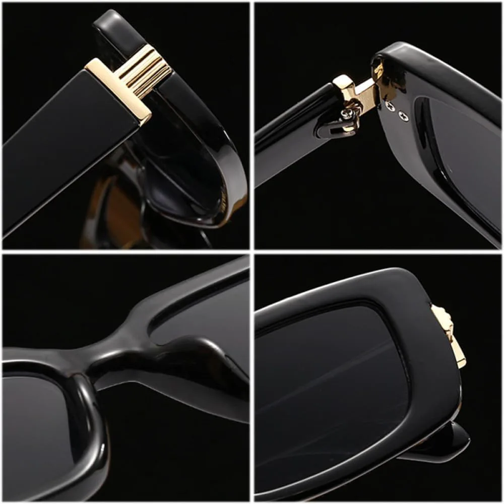 

Женские солнцезащитные очки в стиле ретро, ​​маленькие прямоугольные, с градиентным переходом цвета и защитой от УФ-излучения UV400 TYUVIVO, Black Blue Tea