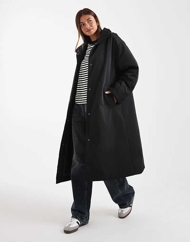 

Удлиненная стеганая куртка ASOS DESIGN черного цвета