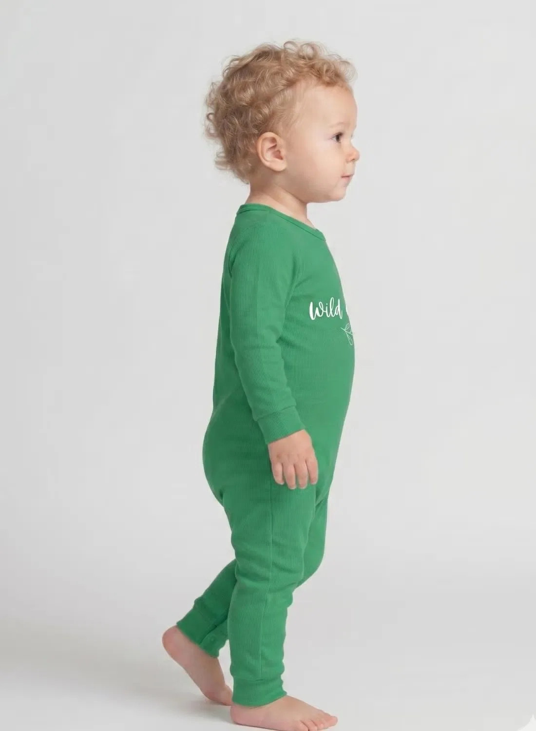 Боди-комбинезон с длинным рукавом Baby wild one Babyqlo, зеленый — фото 4