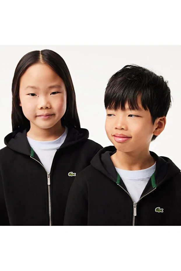 Детское худи для девочек с капюшоном Sportswear Lacoste, Black — фото 2
