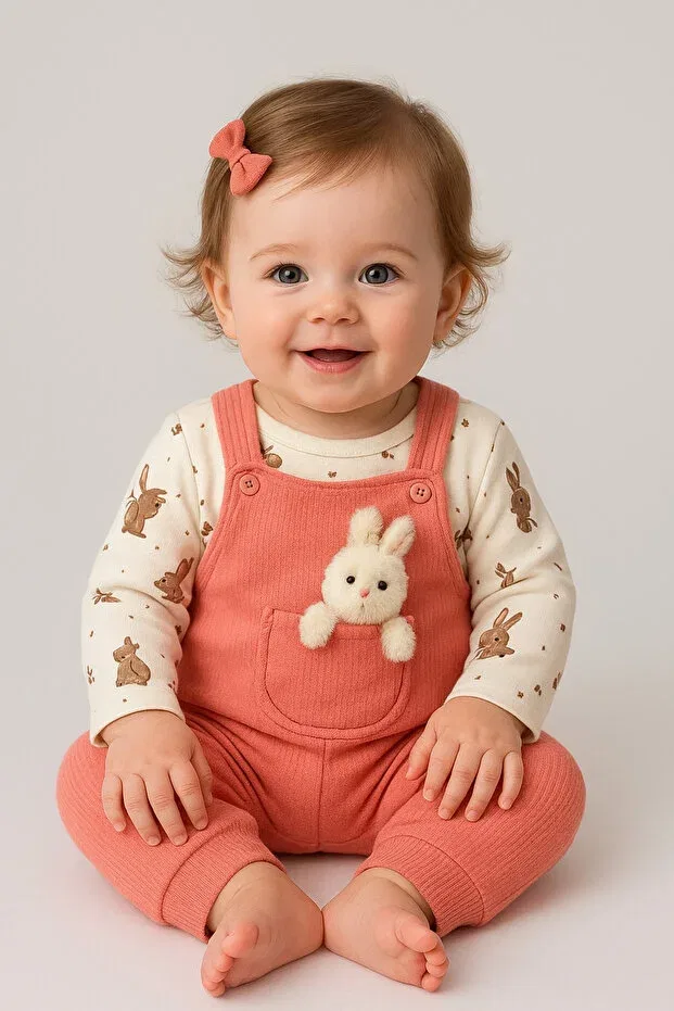 Детский комбинезон для девочек с длинным рукавом Toy-Detail baby girl set Bebekyol, Pomegranate Flower — фото 3
