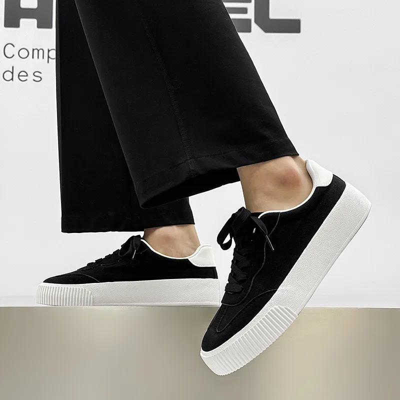 Детские кроссовки для скейтбординга с синтетической кожей Minimalist Black VENICEW, Черный — фото 4