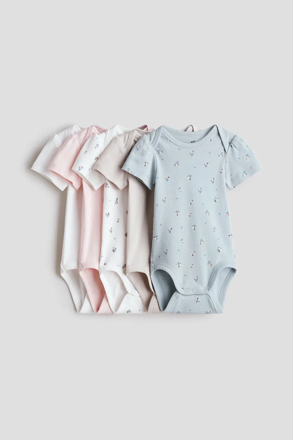 5 хлопковых боди в упаковке H&M, Hellblau/Blumen