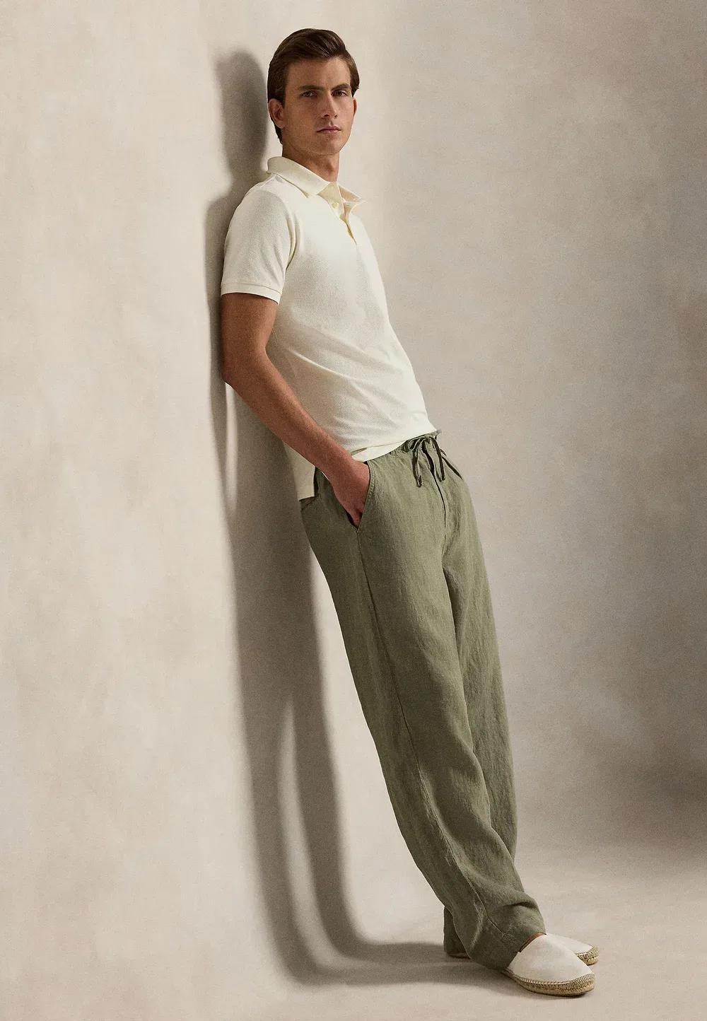 Брюки Lateef свободного кроя из плиссированного льна Polo Ralph Lauren, Sage Green — фото 4