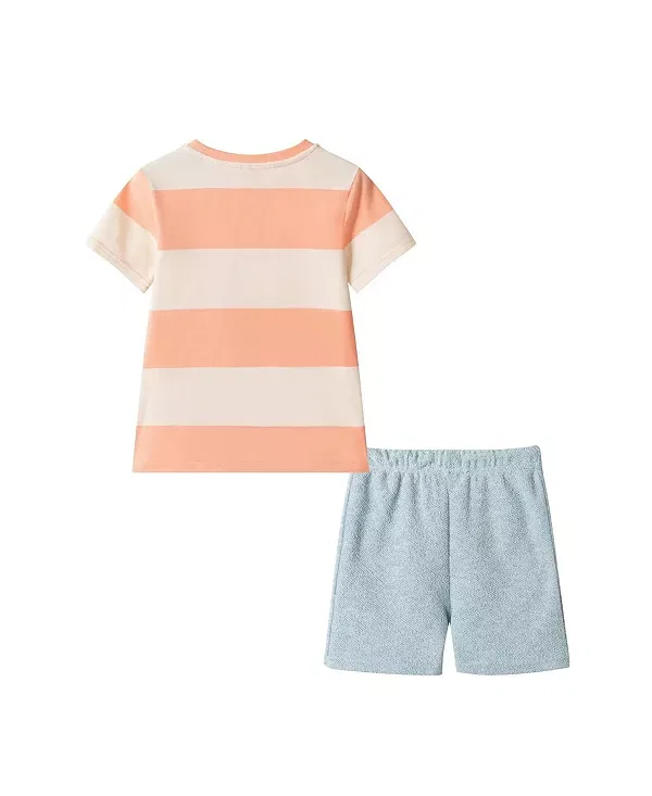 Детский комплект для мальчиков с футболкой и шортами Striped Pocket Tee Set Andy & Evan, Orange Stripe — фото 2
