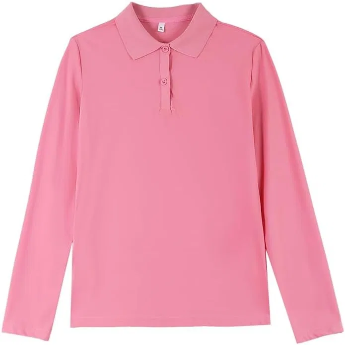 Женская polo-рубашка с длинным рукавом Zyfs-8732, Pink — фото 3