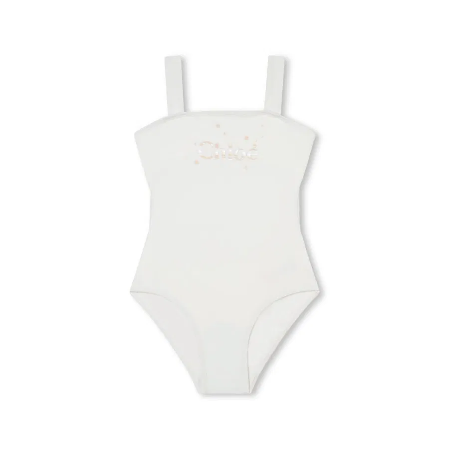 Купальник с принтом и логотипом Chloé, Offwhite