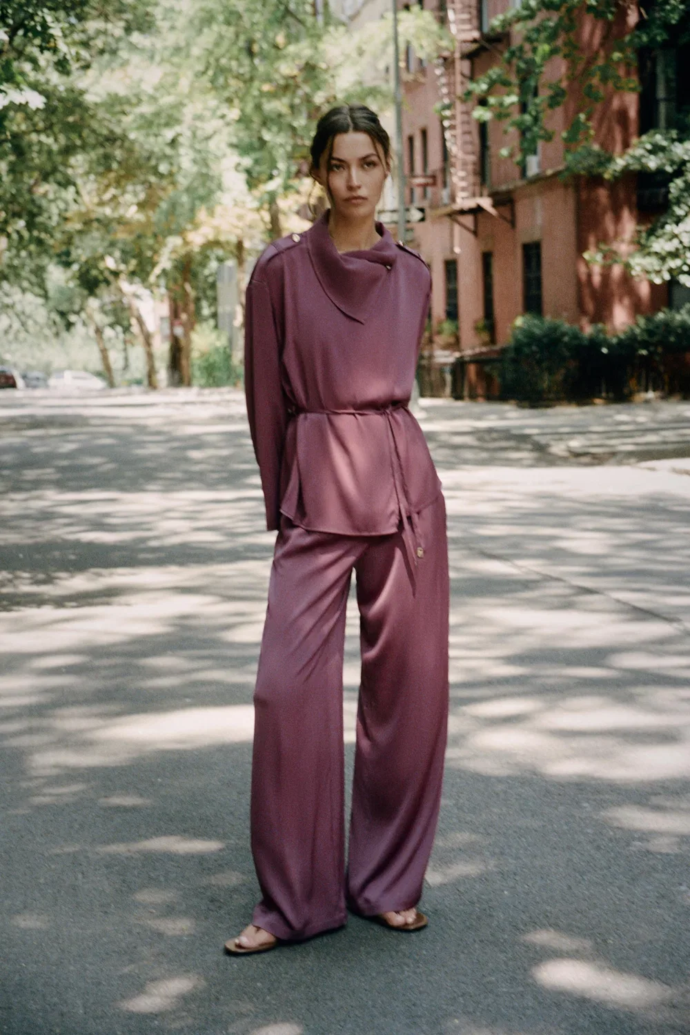 Свободные широкие брюки ZARA, MARSALA