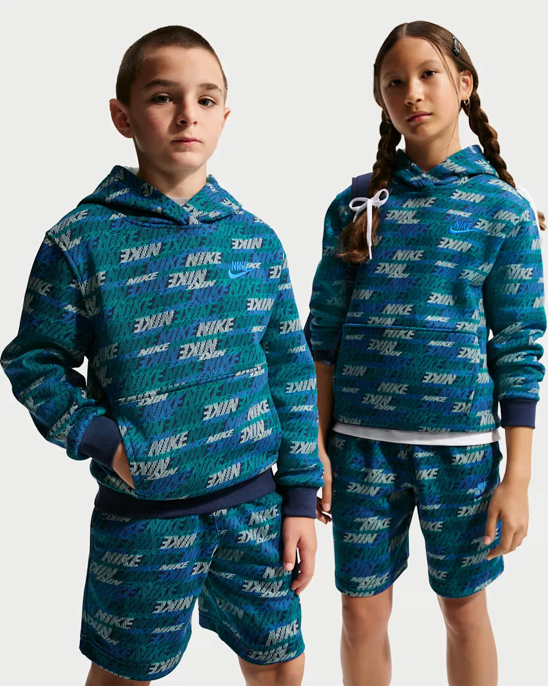 Толстовка с капюшоном для детей постарше Nike Sportswear Club Fleece, Bright Spruce/Midnight Navy/Game Royal