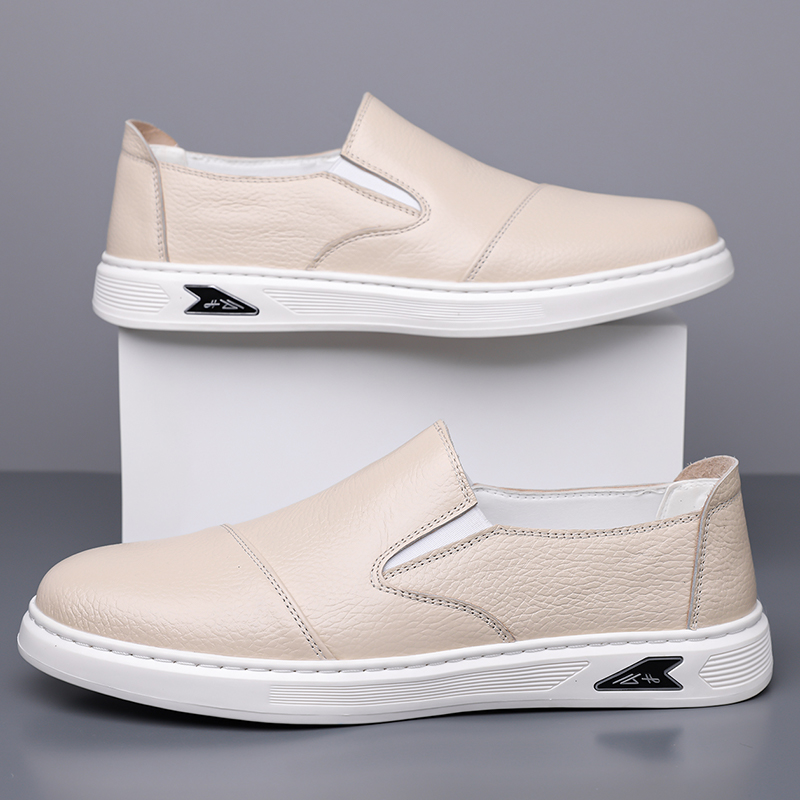 Dao Tu Sen Кеды Casual Leather First Valley мужские низкие черно-бело-желтые белые, цвет White-(M-8299) First Valley — фото 3