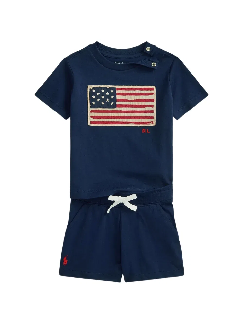 Комплект из футболки и шортов с аппликацией Polo Ralph Lauren Kids, синий