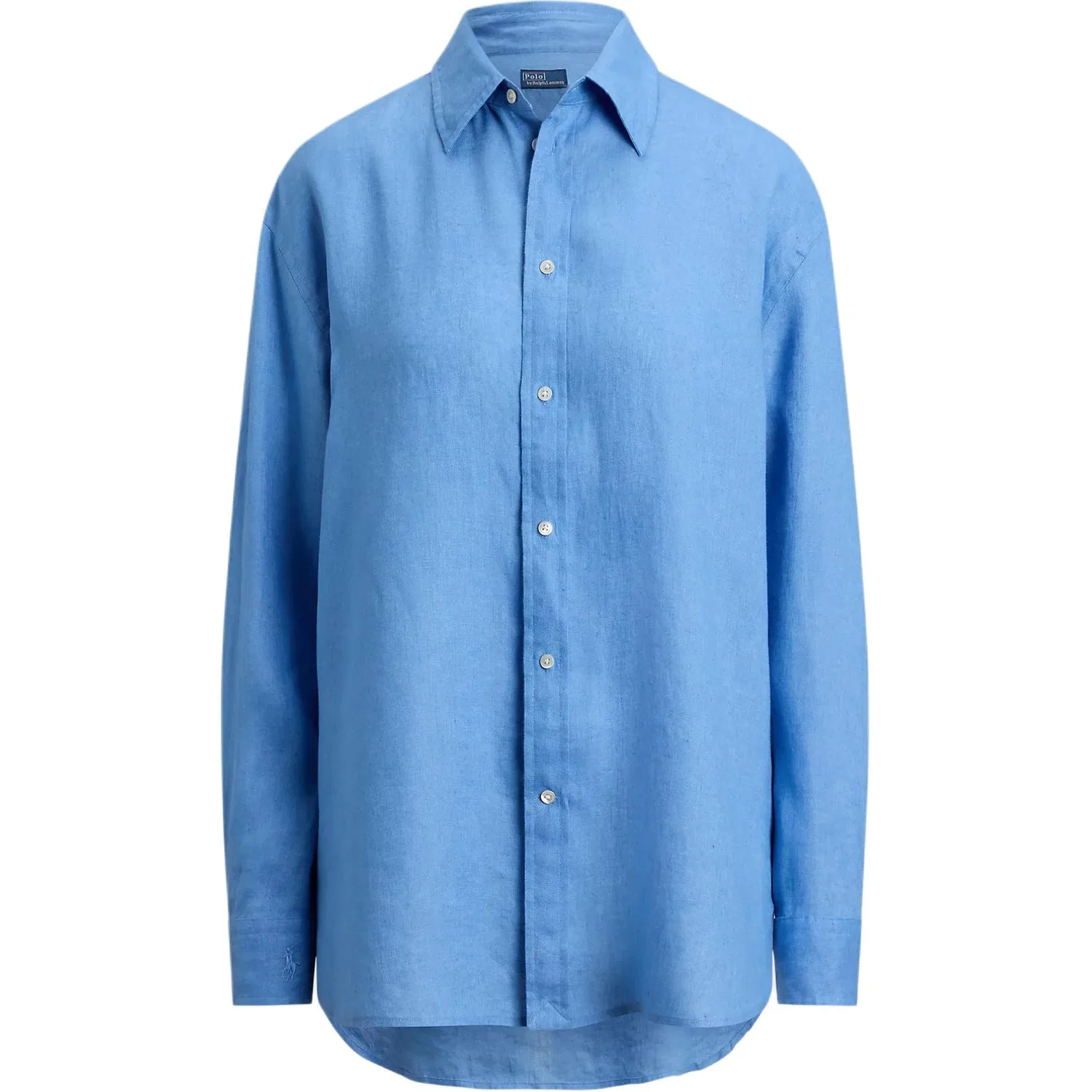Женская рубашка с лацканами прямого кроя синяя Polo Ralph Lauren, Blue