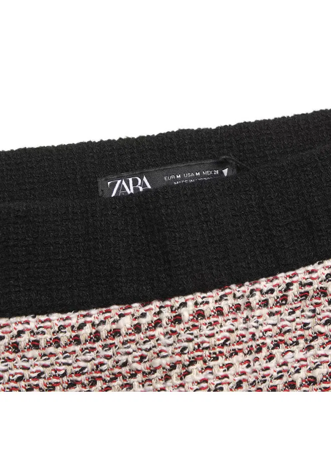 Юбка-карандаш вязаная с принтом Zara, черно-белый — фото 4