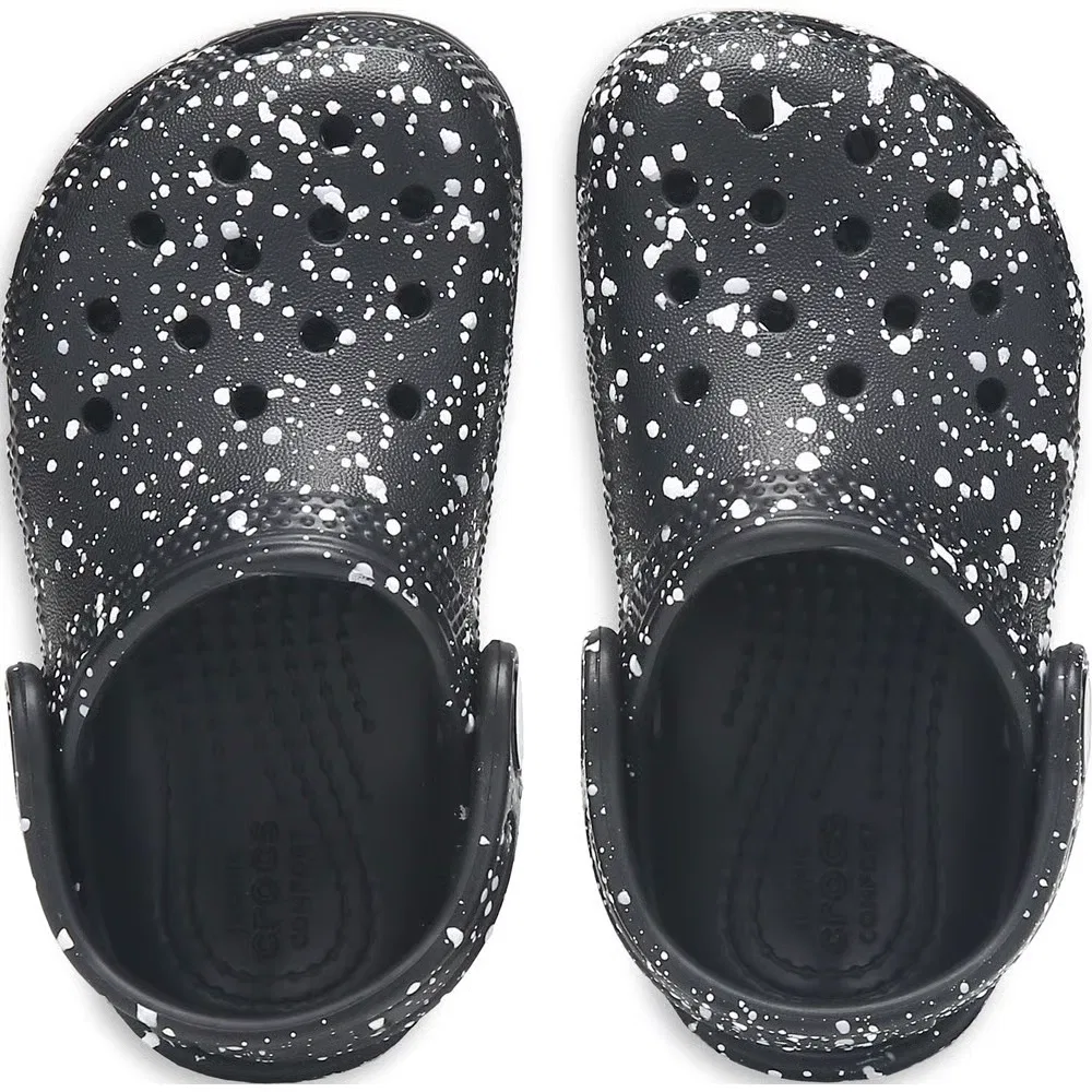 Детские классические сабо с графическим рисунком для малышей Crocs, Black/White Splatter — фото 4