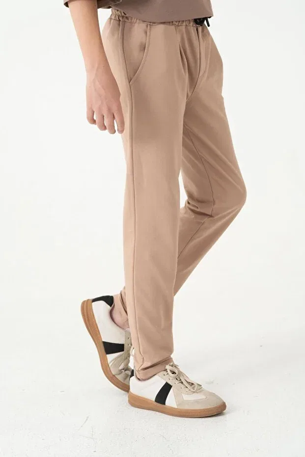 Детские спортивные штаны для мальчиков с двойным поясом Mışıl Kids, Beige — фото 3