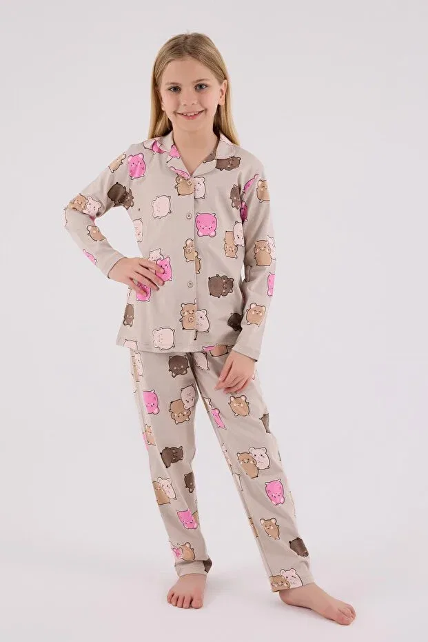 Детская пижама для девочек хлопковая с длинным рукавом Rolypoly, Beige