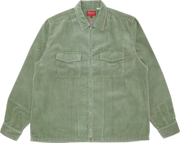 

Рубашка Supreme 2-Tone Corduroy Zip Up Shirt 'Green', зеленый