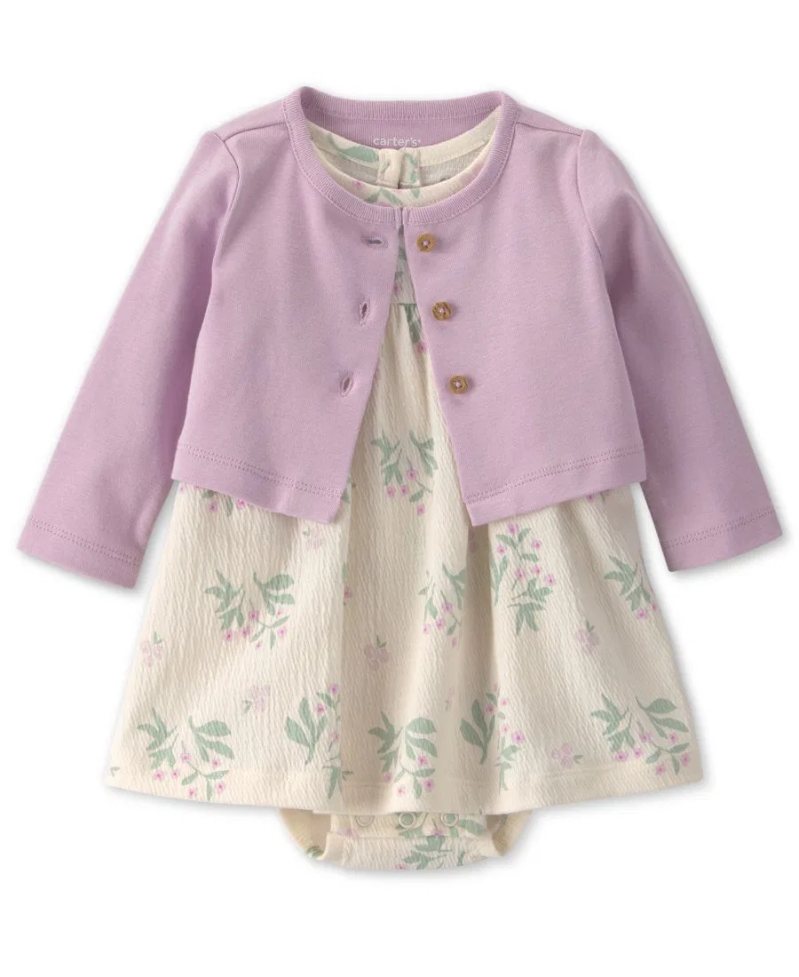 Комплект платьев с кардиганом с цветочным принтом, 2 предмета Carter's, Purple Ivory