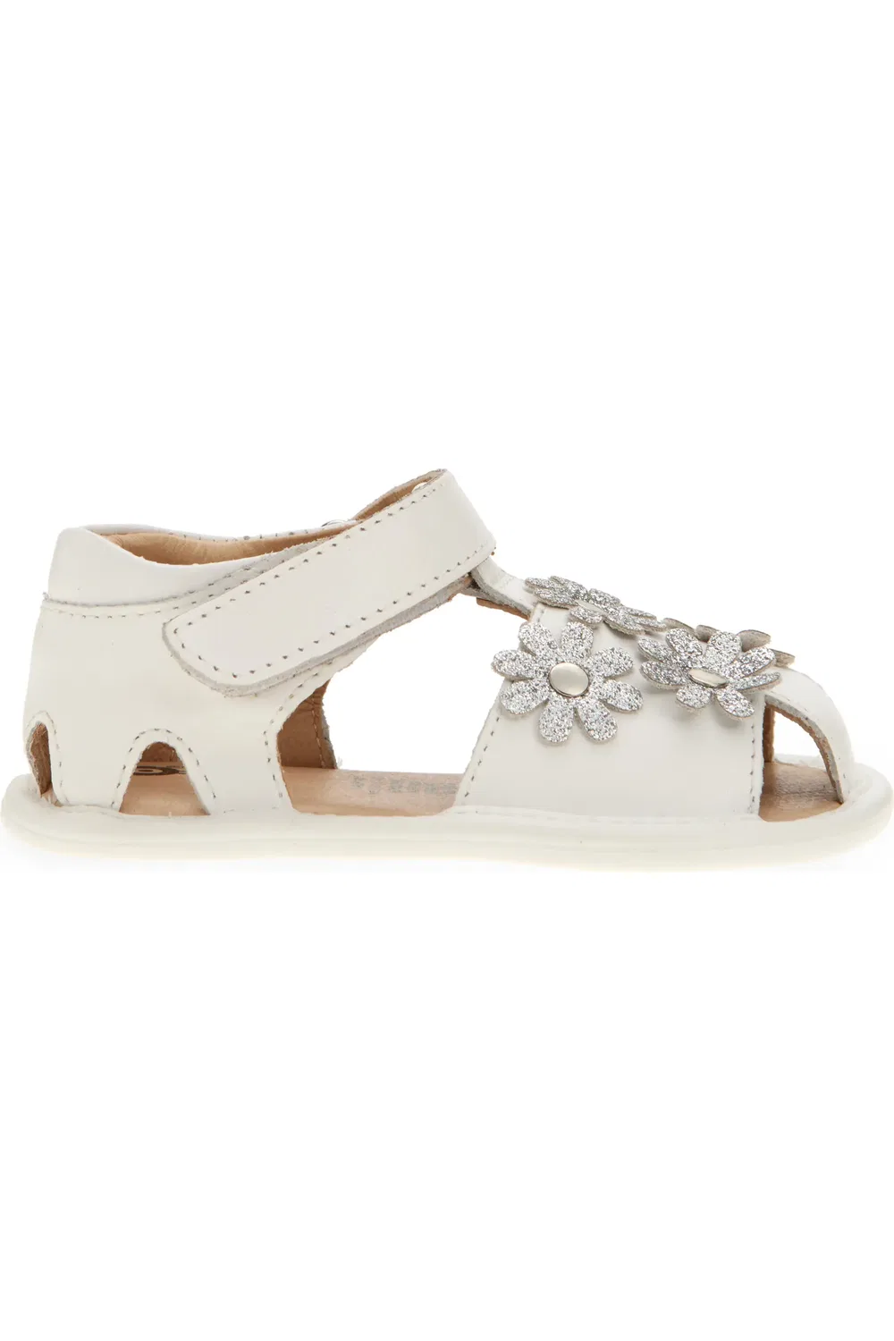 Детские сандалии с цветочными аппликациями Wildflower OLD SOLES, Snow/Glam Argent — фото 3