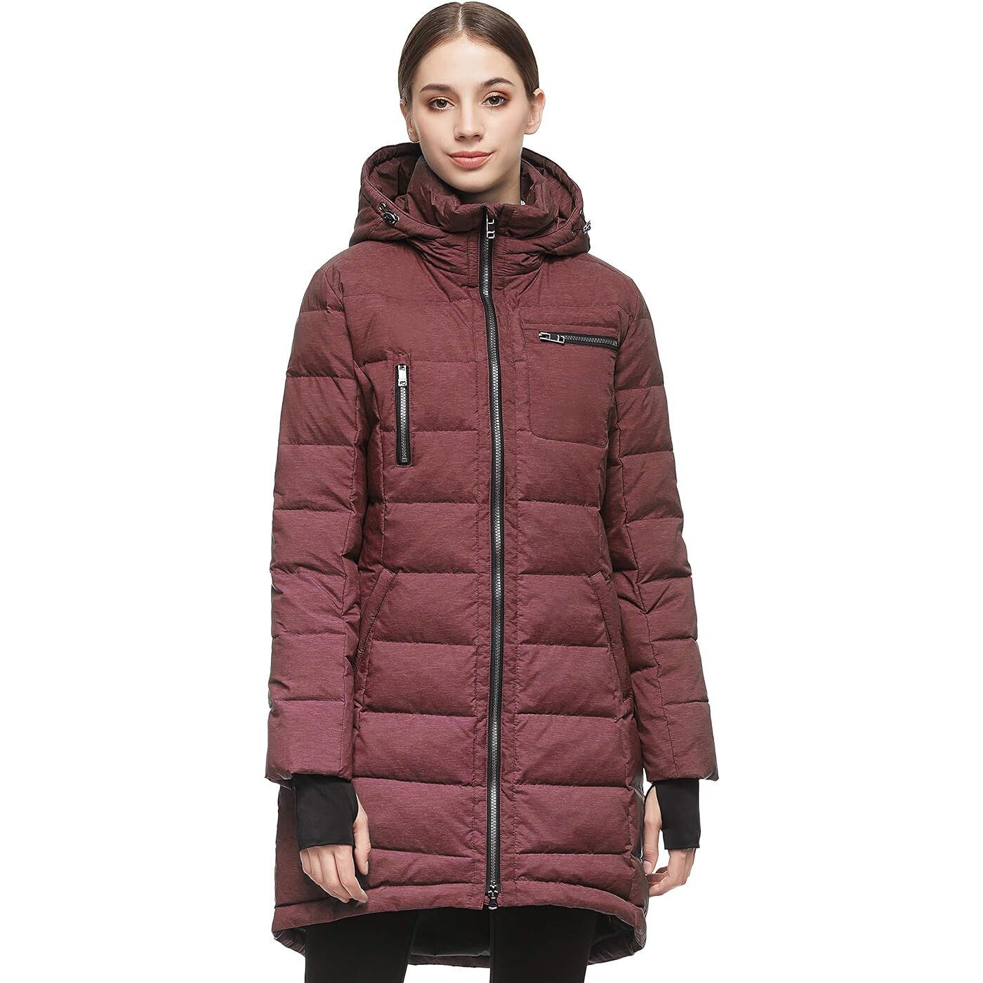 

Пуховик Orolay Women's Down Mid-Length, темно-красный