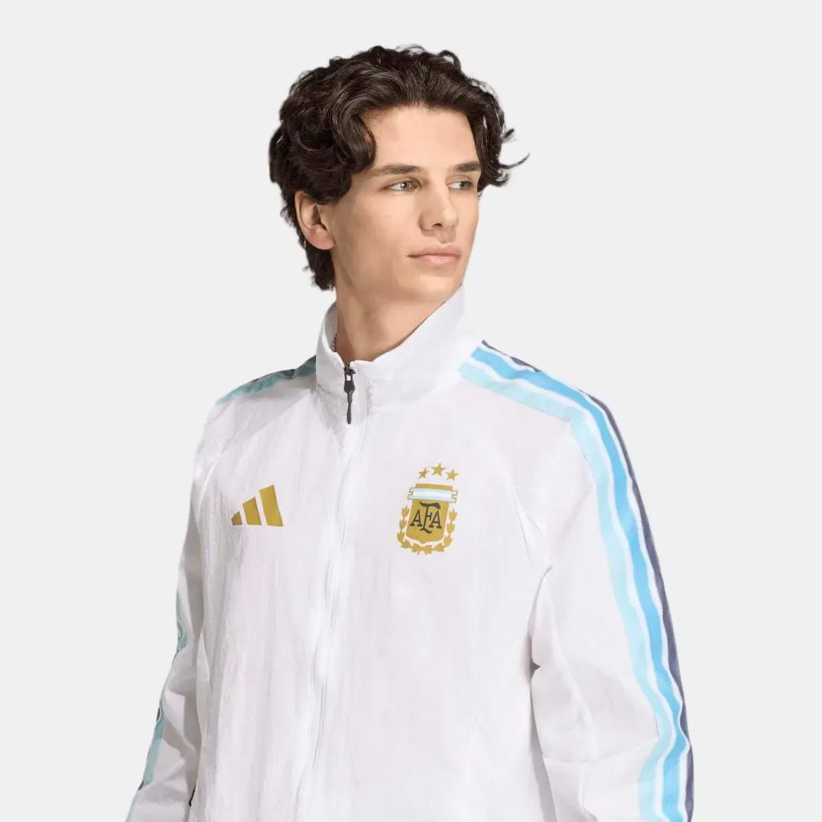 Мужская куртка-антем с блестящей тканью adidas, Blanco — фото 4