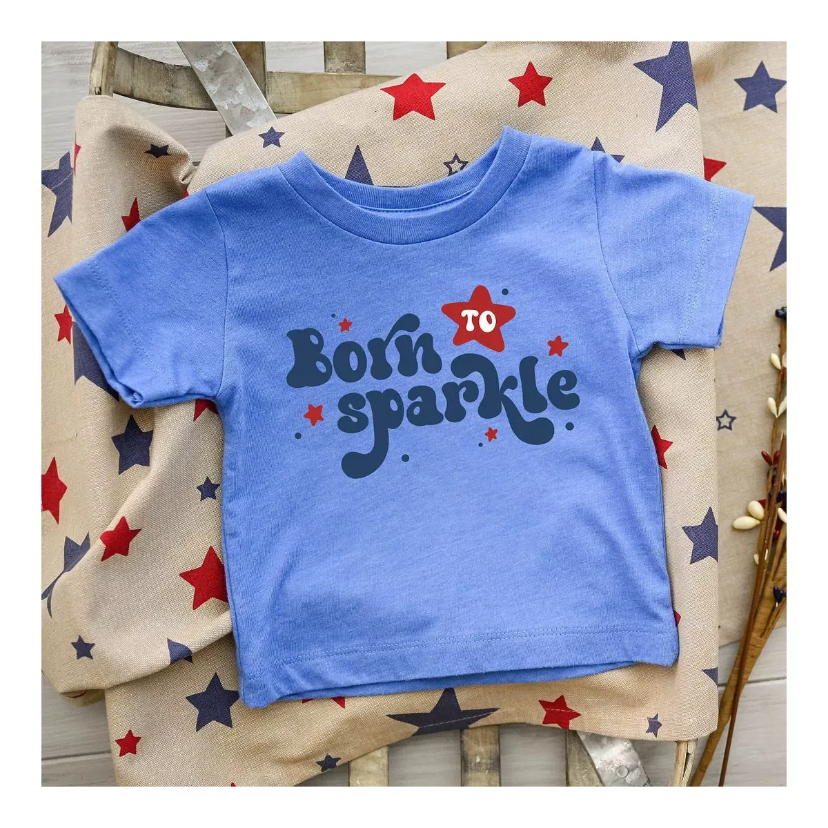 Детская футболка с коротким рукавом с принтом Born To Sparkle The Juniper Shop, White — фото 2
