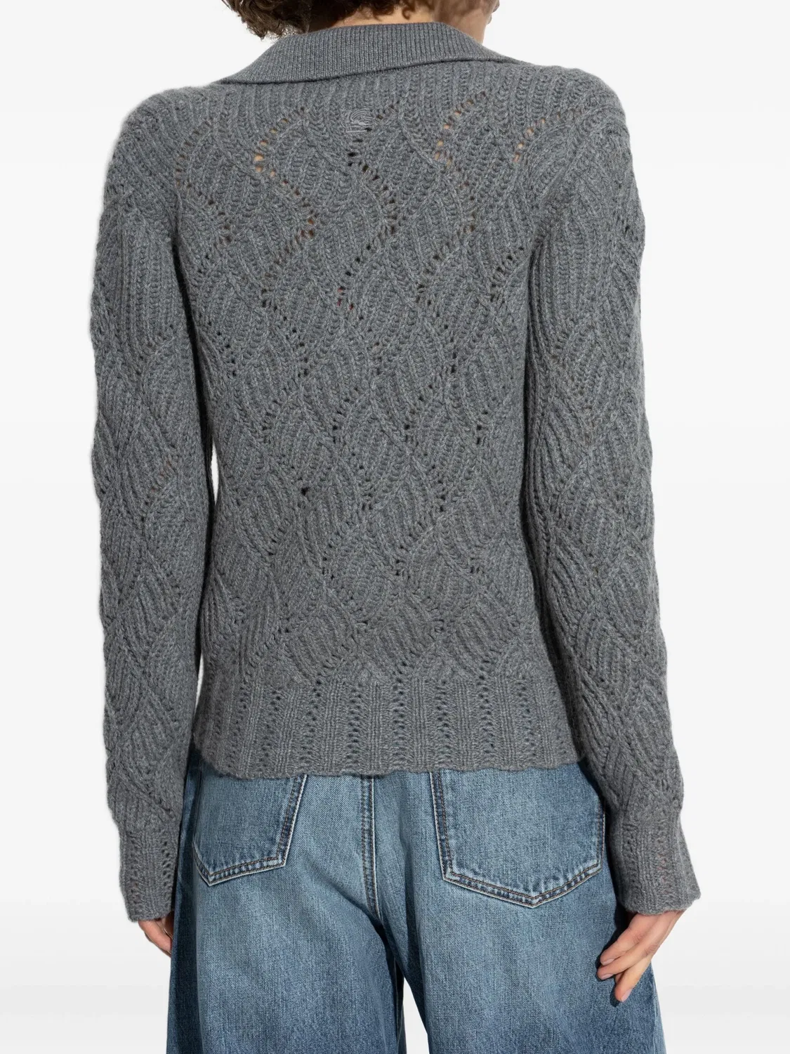 Свитер с cable-knit из кашемира ETRO, серый — фото 4