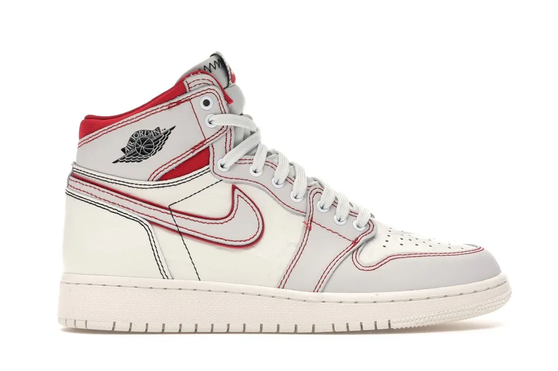 Детские кроссовки с кожаным верхом Jordan 1 Retro High, Sail/Black-Phantom-Gym Red-University Red
