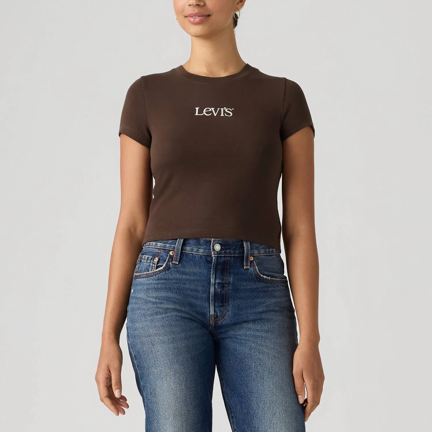 Женская футболка с круглым вырезом Levi's, Brown — фото 3