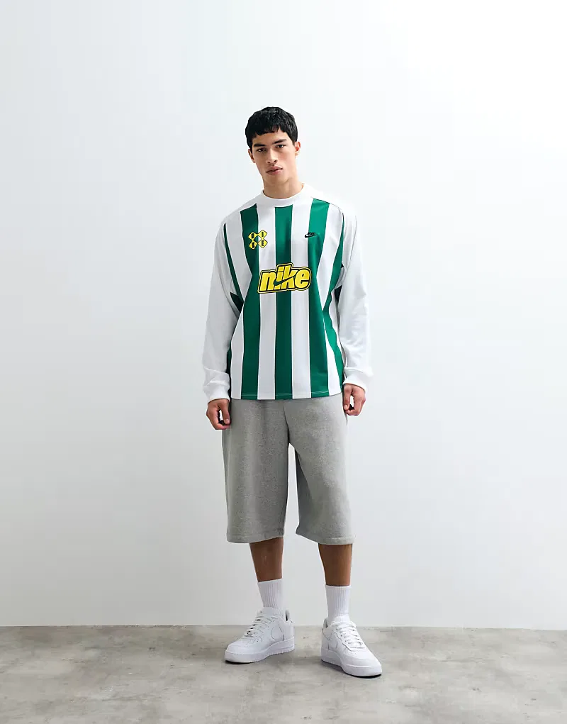 Топ вратарский Futbol в полоску Nike, зеленый/белый — фото 4