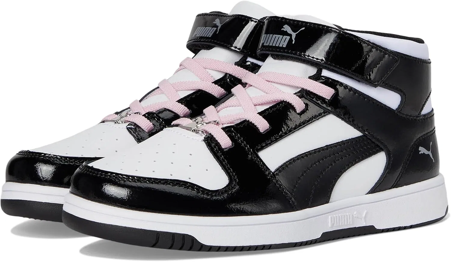Детские кроссовки для мальчиков Rebound Layup PUMA, Puma White-Puma Black-Pale Pink