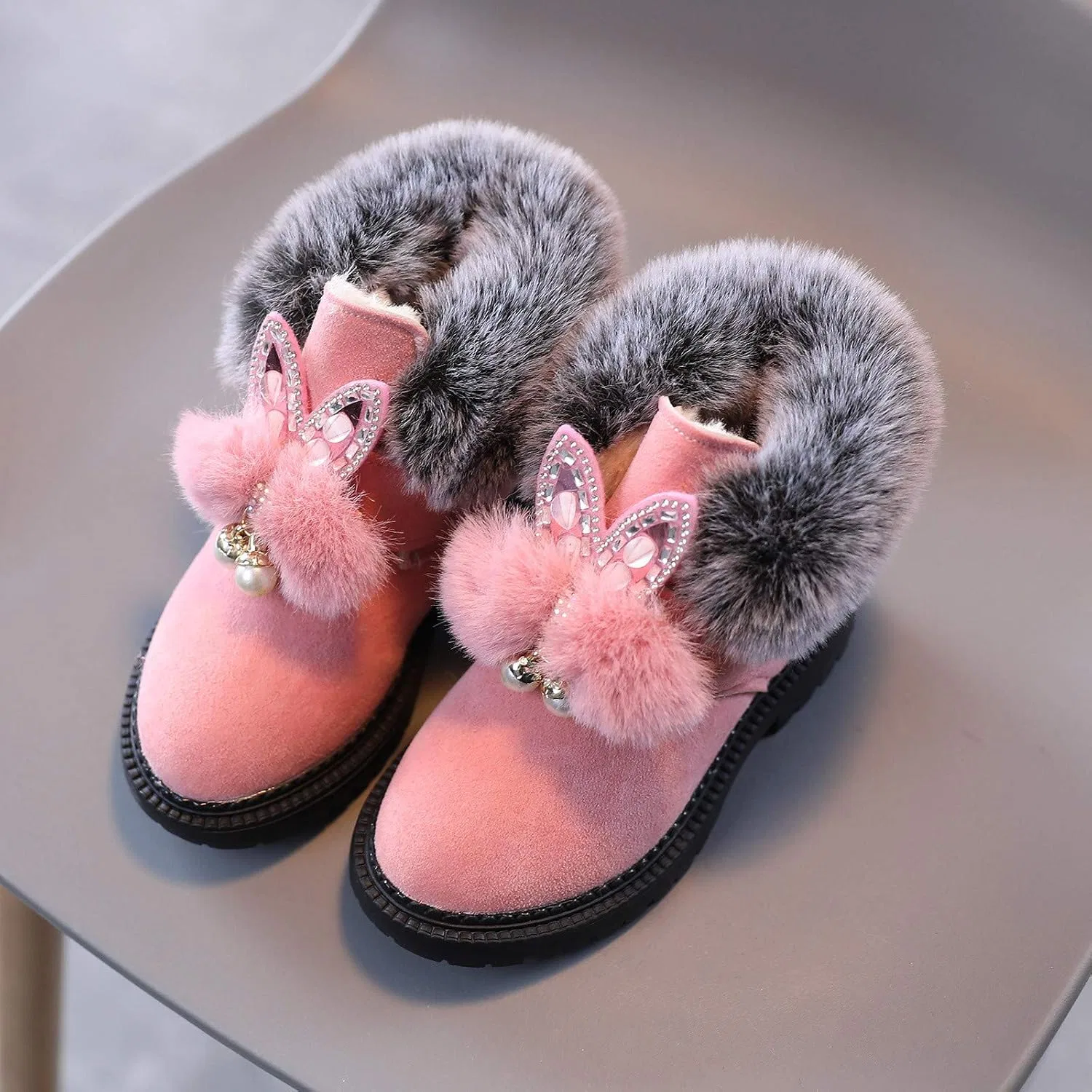 Детские зимние сапоги для девочек с мехом, модель Snow Boots, Pink — фото 2