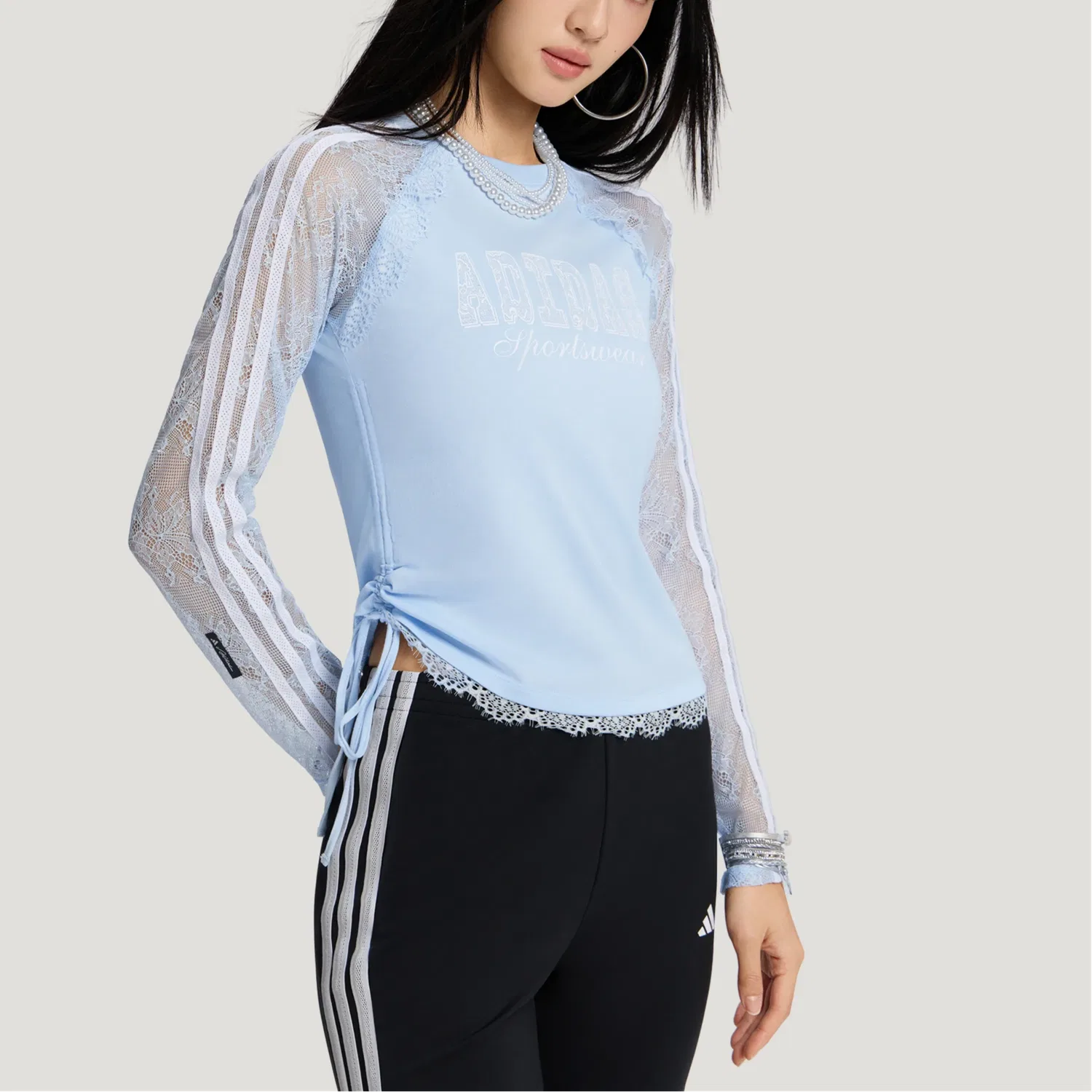 Женская футболка с круглым вырезом, прямой крой, Crystal Blue, Adidas — фото 4