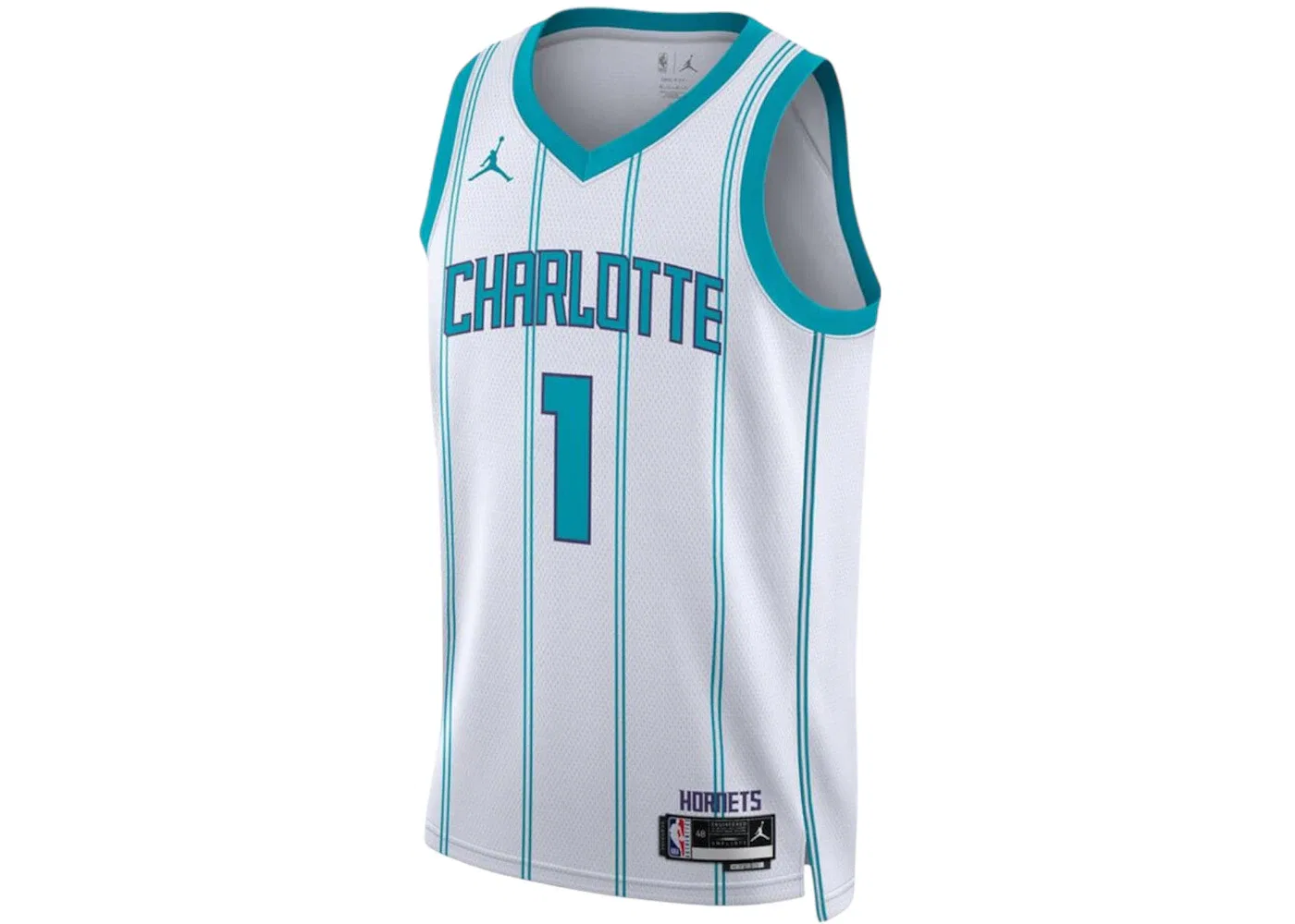 Мужская баскетбольная джерси с длинным рукавом Jordan NBA Charlotte Hornets Lamelo Ball Association Edition Swingman Jersey, White/Tail